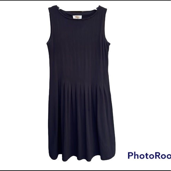 Talbots Petites Black Pleated Sleeveless A-line Dress - Picture 2 of 8